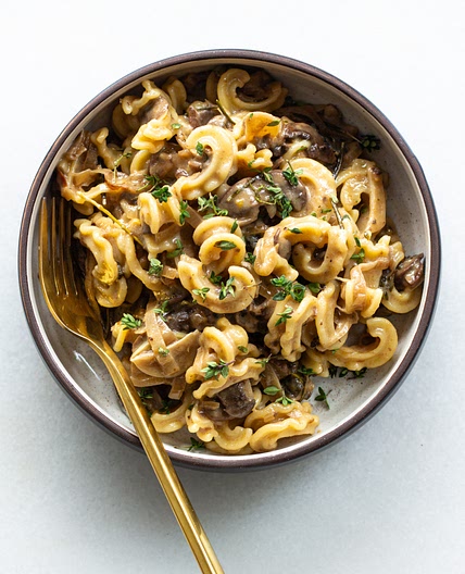 Caramelized Mushroom & Goat Cheese Pasta