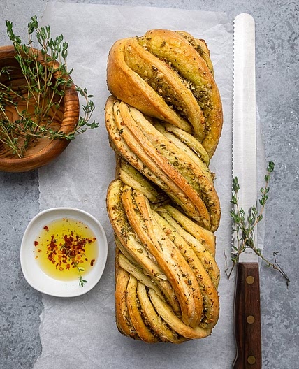 Garlic and herb butter vegan babka