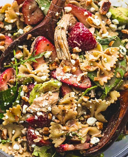 Strawberry Avocado Chicken Pasta Salad
