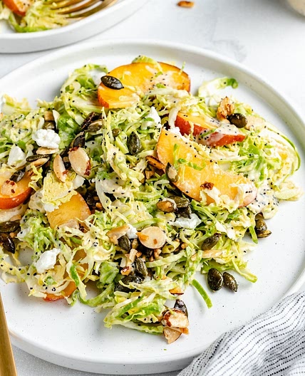 Peach Brussels Sprouts Crunch Salad
