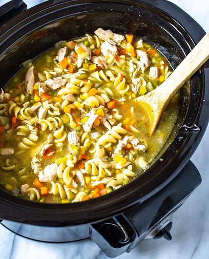 Crockpot Chicken Noodle Soup {So Easy!}