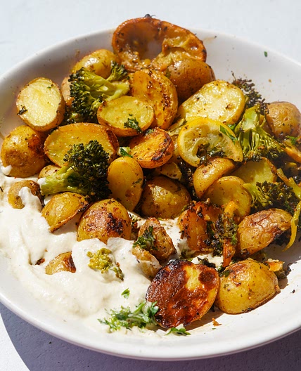 Greek Potatoes With Lemon and Broccoli