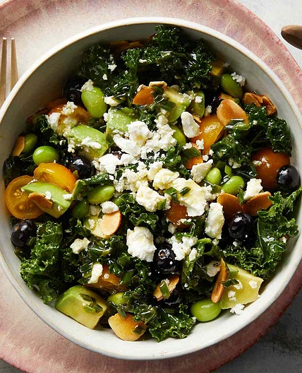 Kale & Avocado Salad with Blueberries & Edamame