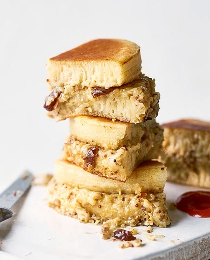 Cheese and onion giant crumpet toastie