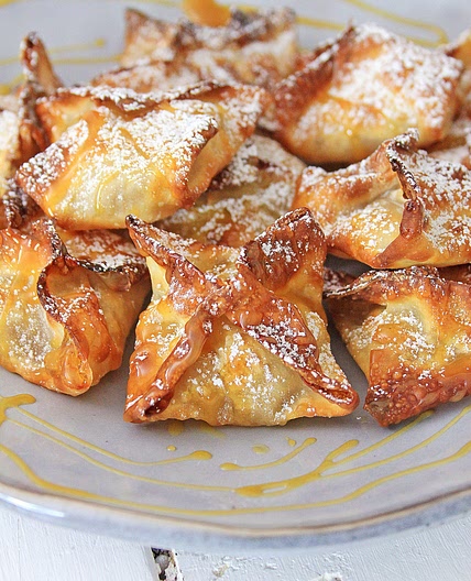 Air Fryer Caramel Apple Wontons