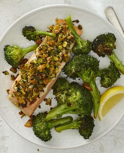 Roasted Pistachio-Crusted Salmon with Broccoli