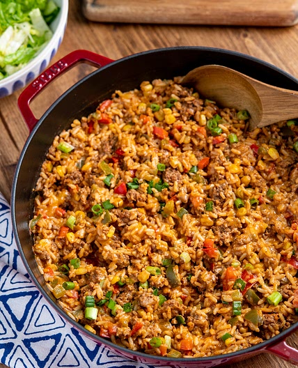One Pot Taco Beef Rice Skillet