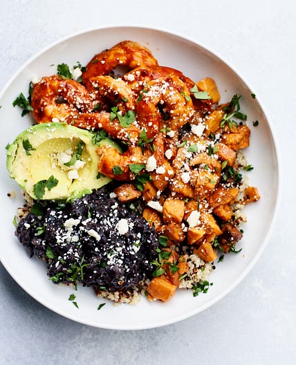 spicy shrimp & quinoa bowls