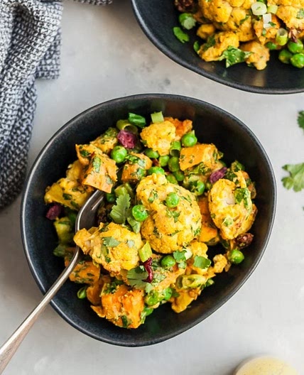 Curry Roasted Cauliflower Sweet Potato Salad (whole30, vegan & gluten free)