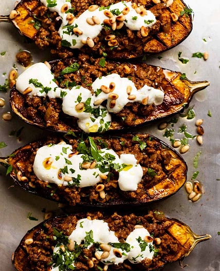 Easy Moroccan Stuffed Eggplant (beef or lamb)