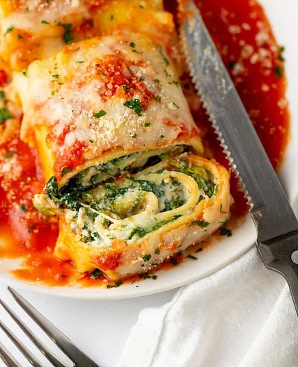 Spinach Lasagna Roll Ups