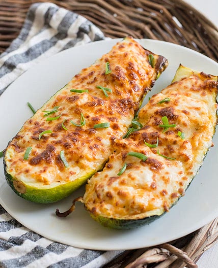 Buffalo Chicken Zucchini Boats