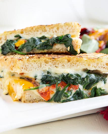 Italian Grilled Cheese with Roasted Peppers and Spinach