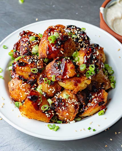 Lao Gan Ma Roast Potatoes With Garlic & Sesame Mayo