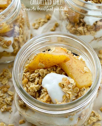 Caramelized Apple Granola Breakfast Parfaits