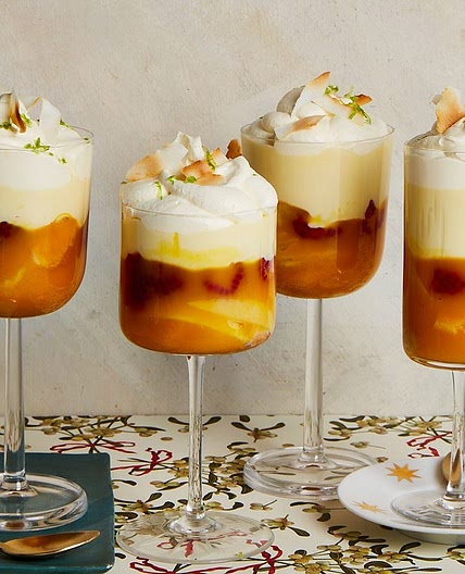 Mango & coconut trifles