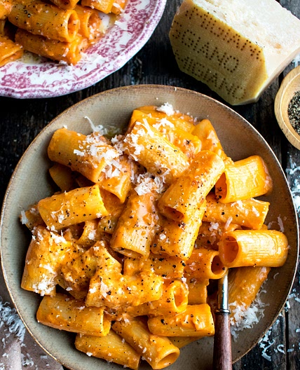 Rigatoni with Creamy Brandy Tomato Sauce