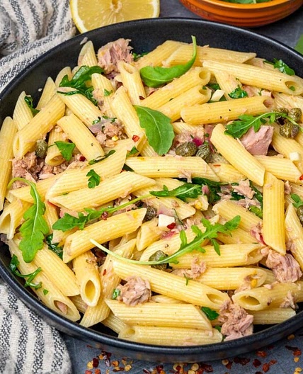 Easy Garlic Lemon Tuna Pasta