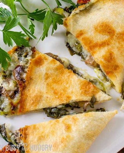 Baked Spinach Mushroom Quesadillas