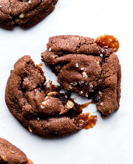 Caramel Stuffed Nutella Cookies