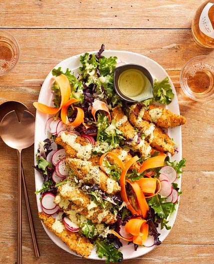 Crispy Chicken Salad with Yummy Honey Mustard Dressing