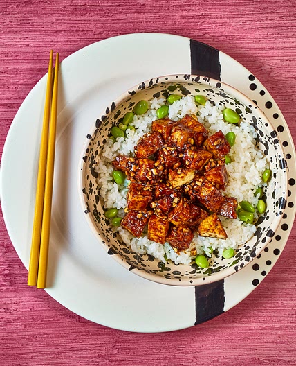 Marmite Teriyaki Tofu With Edamame Rice