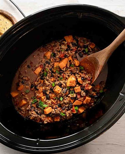 Slow Cooker Turkey Chili with Sweet Potato and Black Beans