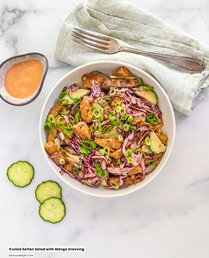 Curried Seitan Salad with Mango Dressing