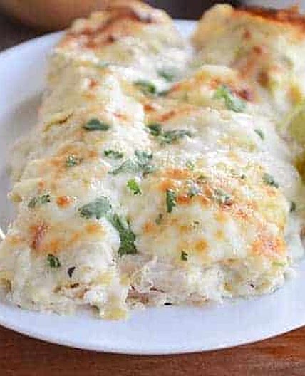 Creamy Green Chile Chicken Enchiladas