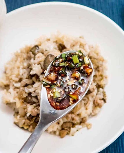 Eggplant Deopbap with Soy Sauce Topping