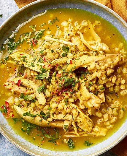 Soothing chicken and pearl barley soup