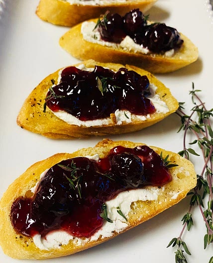 Cherry Goat Cheese Crostini