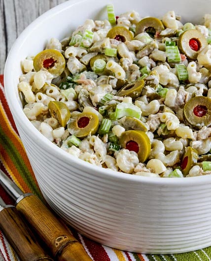 Tuna Macaroni Salad with Green Olives