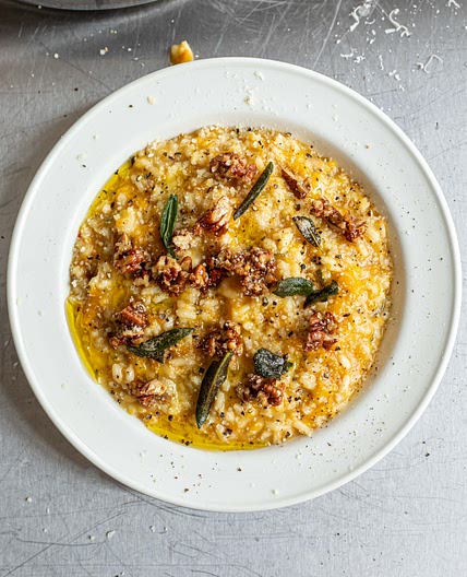 Creamy Pumpkin Risotto with Caramelised Pecans