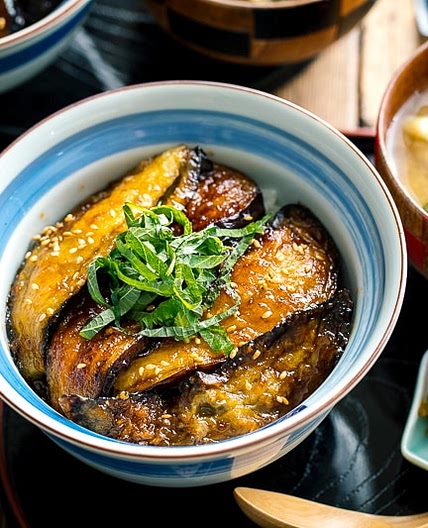 Soy-Glazed Eggplant Donburi