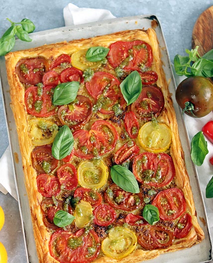 Puff Pastry Tomato Tart with Pesto