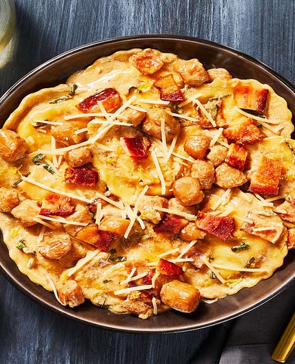 Squash Agnolotti with Bacon & Scallops in a Brown Butter-Sage Cream Sauce