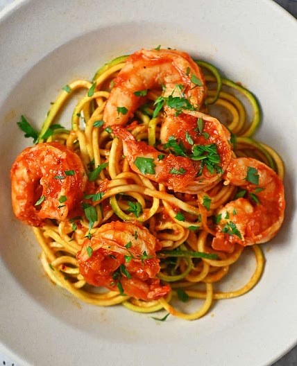 Spicy Shrimp Pasta with Marinara Sauce (Whole30, Keto, Paleo)