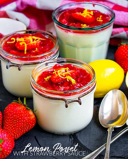 Lemon Posset with Strawberry Sauce