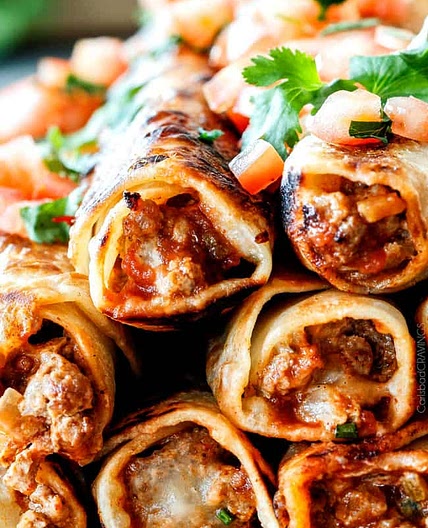 Crispy Jalapeno Popper Beef Taquitos