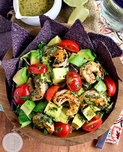 Shrimp and Avocado Taco Salad