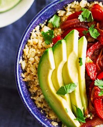Vegan fajita bowl with cauli rice