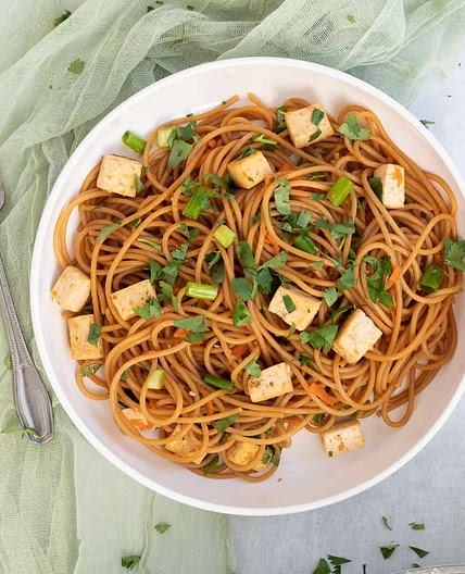 Teriyaki Noodles with Crispy Tofu