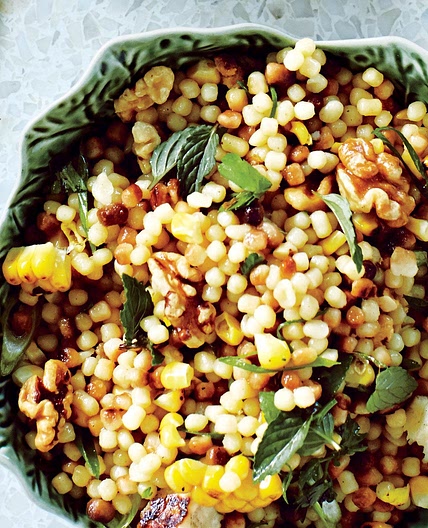 Corn and Fregola with Grilled Halloumi Cheese