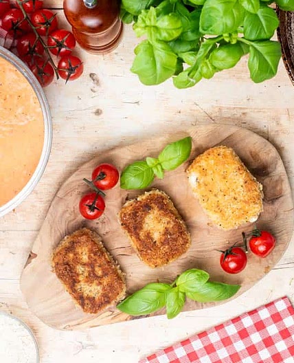 Fried Italian Mozzarella Fritta in Tomato Basil Sauce