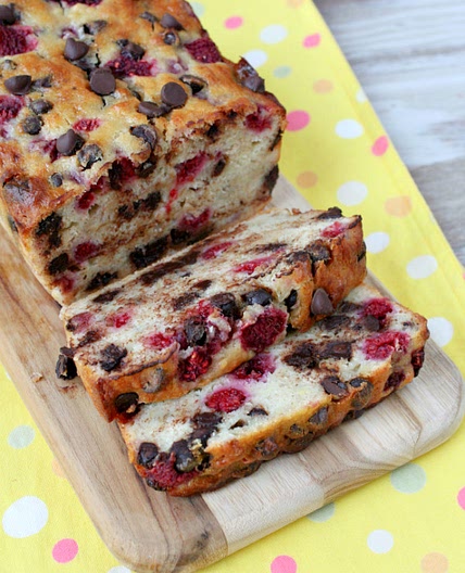 Raspberry Dark Chocolate Banana Bread