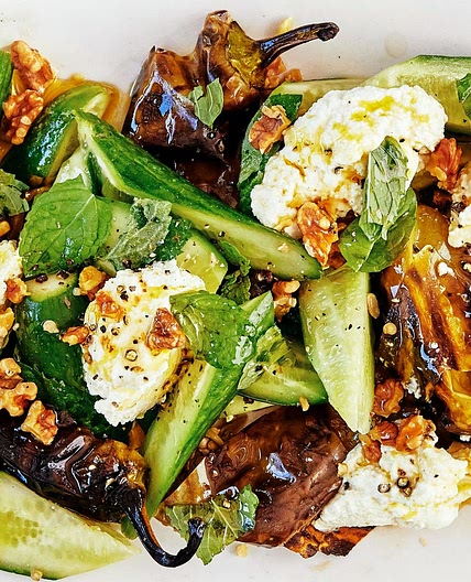 Charred Peppers With Lemon Ricotta and Cucumbers