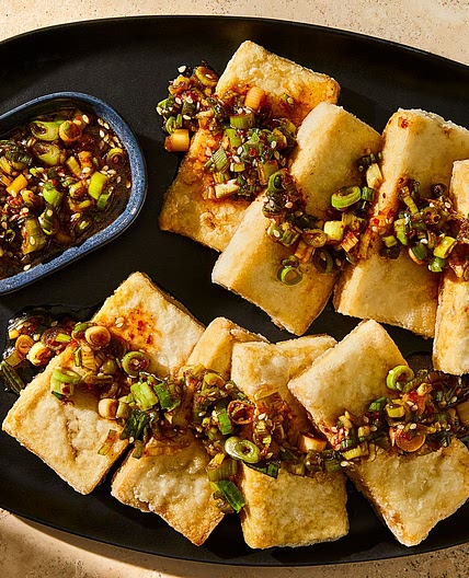Crispy Pan-Fried Tofu With Soy-Scallion Sauce