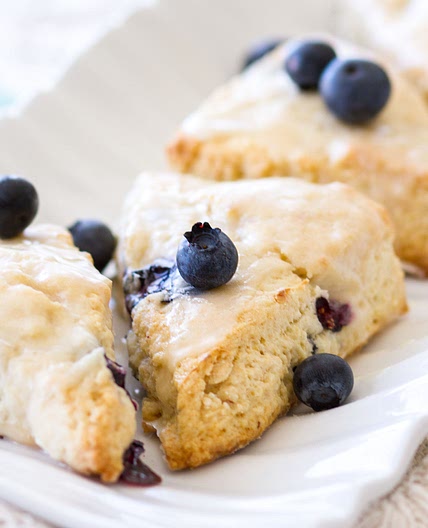 Blueberry Cream Cheese Scones with Vanilla Glaze