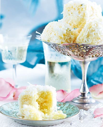 Coconut & passionfruit mini lamingtons